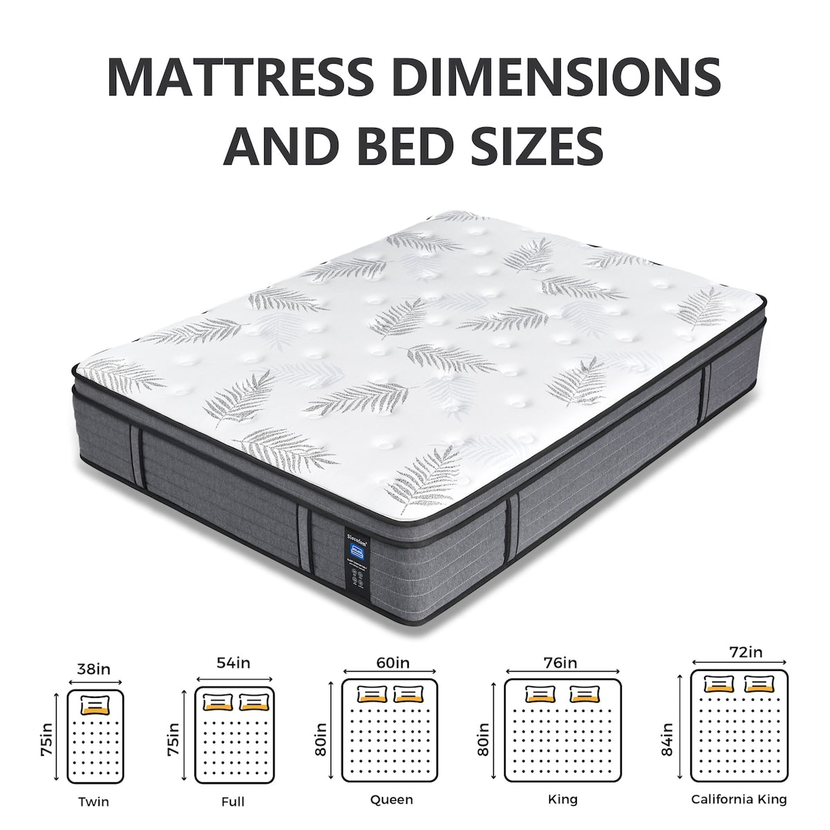 Materasso in memory foam ibrido Euro Top da 12 pollici
