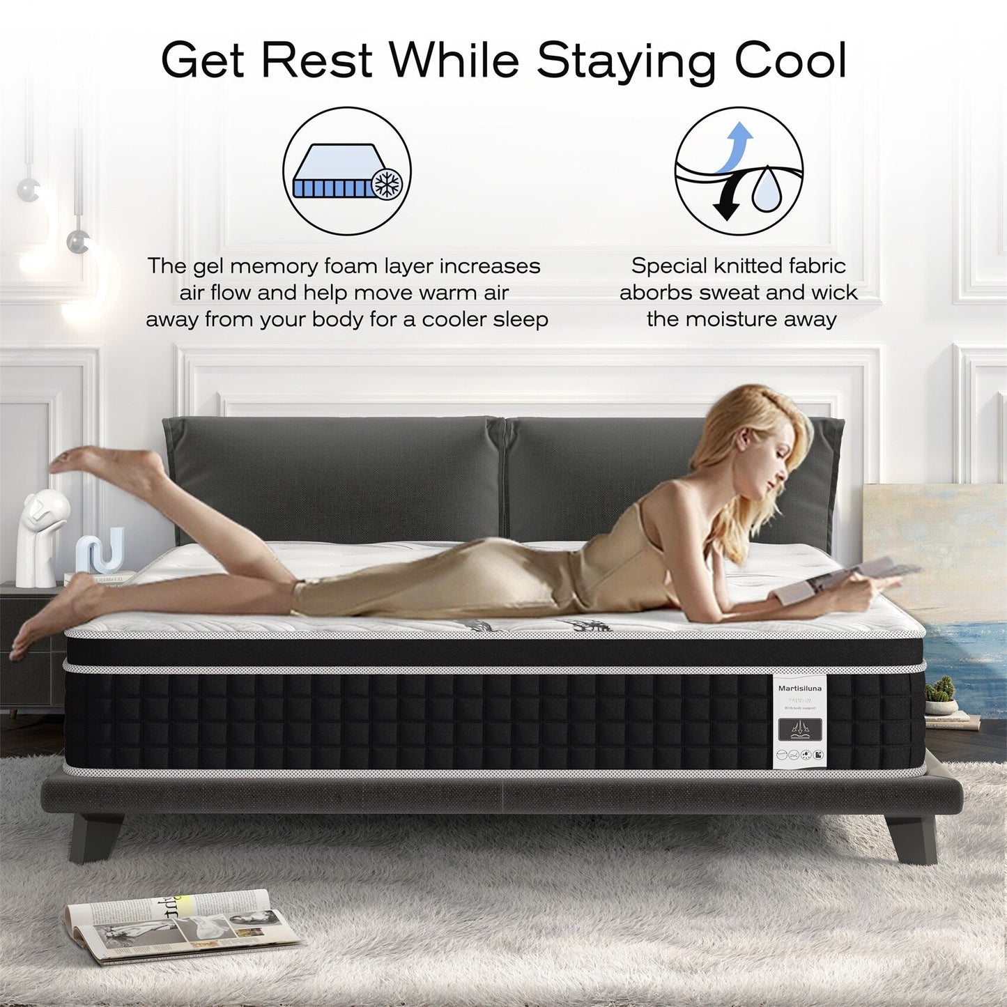 Materasso in memory foam ibrido in gel da 12 pollici in una scatola