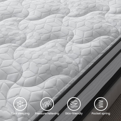 Materasso ibrido King da 12 pollici in una scatola, memory foam infuso di gel rinfrescante e materasso a molle insacchettate, rigidità media