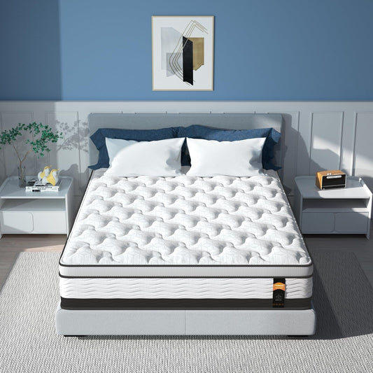 Materasso ibrido King da 12 pollici in una scatola, memory foam infuso di gel rinfrescante e materasso a molle insacchettate, rigidità media