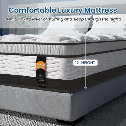 Materasso ibrido King da 12 pollici in una scatola, memory foam con infusione di gel rinfrescante e materasso a molle insacchettate, rigidità media, 76x80 pollici
