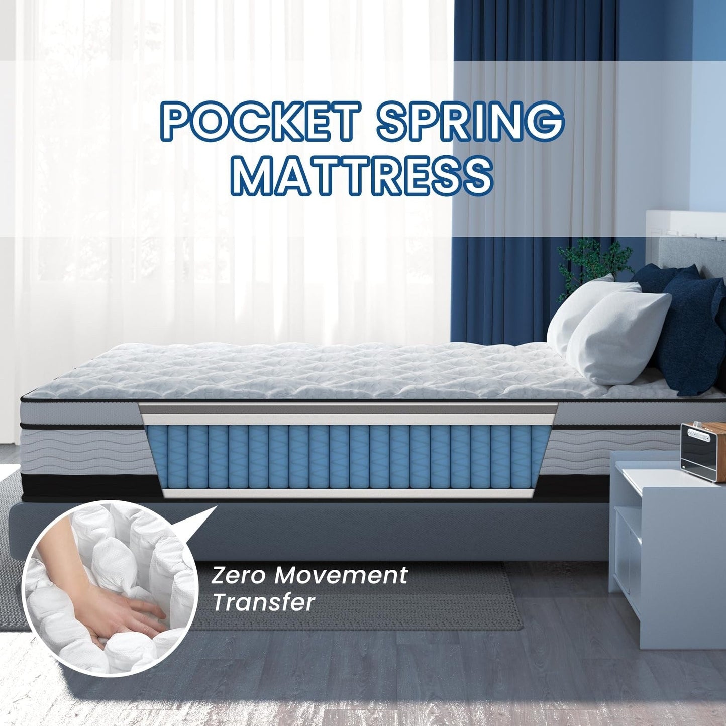 Materasso ibrido King da 12 pollici in una scatola, memory foam con infusione di gel rinfrescante e materasso a molle insacchettate, rigidità media, 76x80 pollici