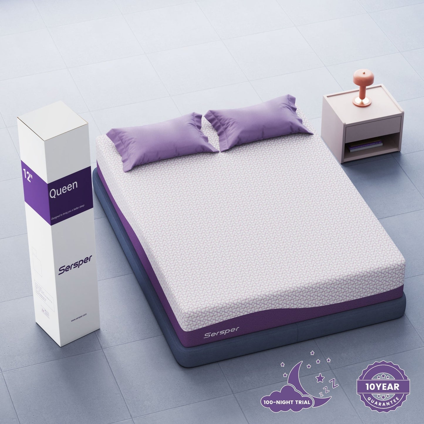 Materasso in memory foam di lusso da 12 pollici, mediamente rigido, materasso Queen/King opzionale