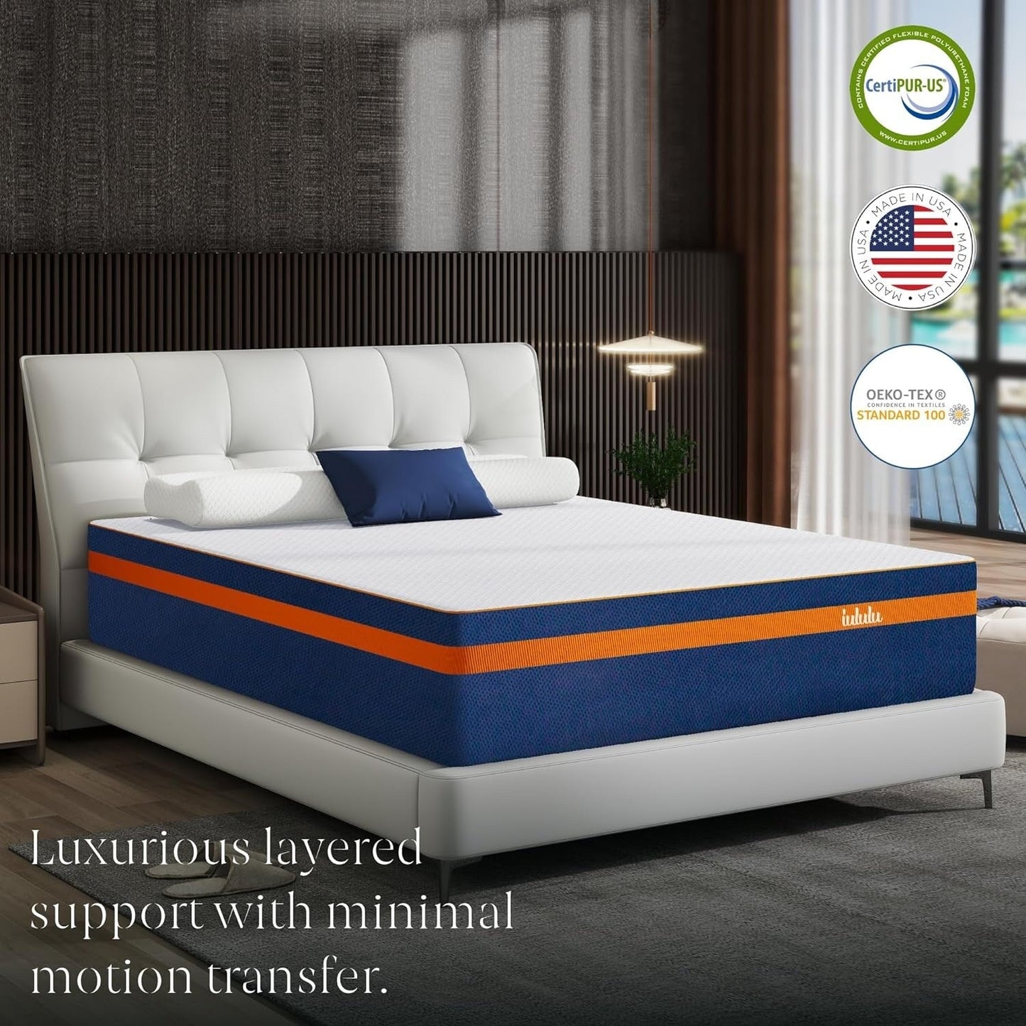 Materasso in memory foam da 12 pollici, materasso in gel rinfrescante al tè verde, letto in una scatola, certificato CertiPUR-US