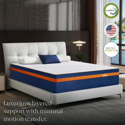 Materasso in memory foam da 12 pollici, materasso in gel rinfrescante al tè verde, letto in una scatola, certificato CertiPUR-US