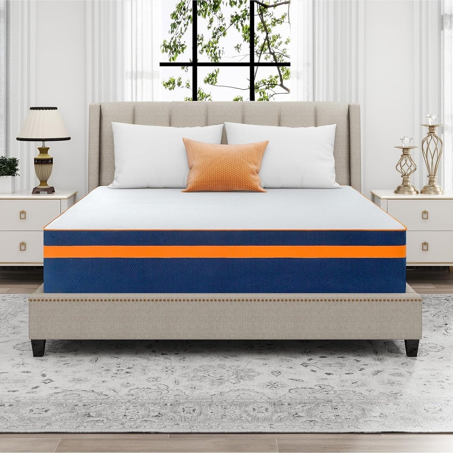 Materasso in memory foam da 12 pollici, materasso in gel rinfrescante al tè verde, letto in una scatola, certificato CertiPUR-US