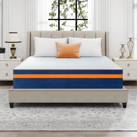 Materasso in memory foam da 12 pollici, materasso in gel rinfrescante al tè verde, letto in una scatola, certificato CertiPUR-US