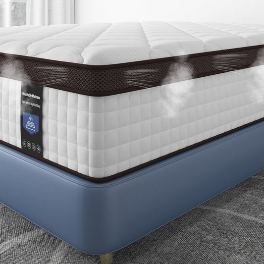 Materasso a molle insacchettate in memory foam da 12 pollici, con parte superiore a molle semirigida