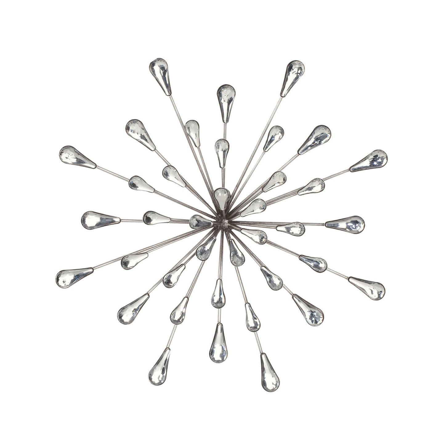 Decorazione da parete in metallo/perline trasparenti a forma di stella argentata da 12,5 DIA