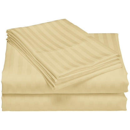 Set di lenzuola a righe per hotel di lusso in cotone a 1200 fili con tasche profonde