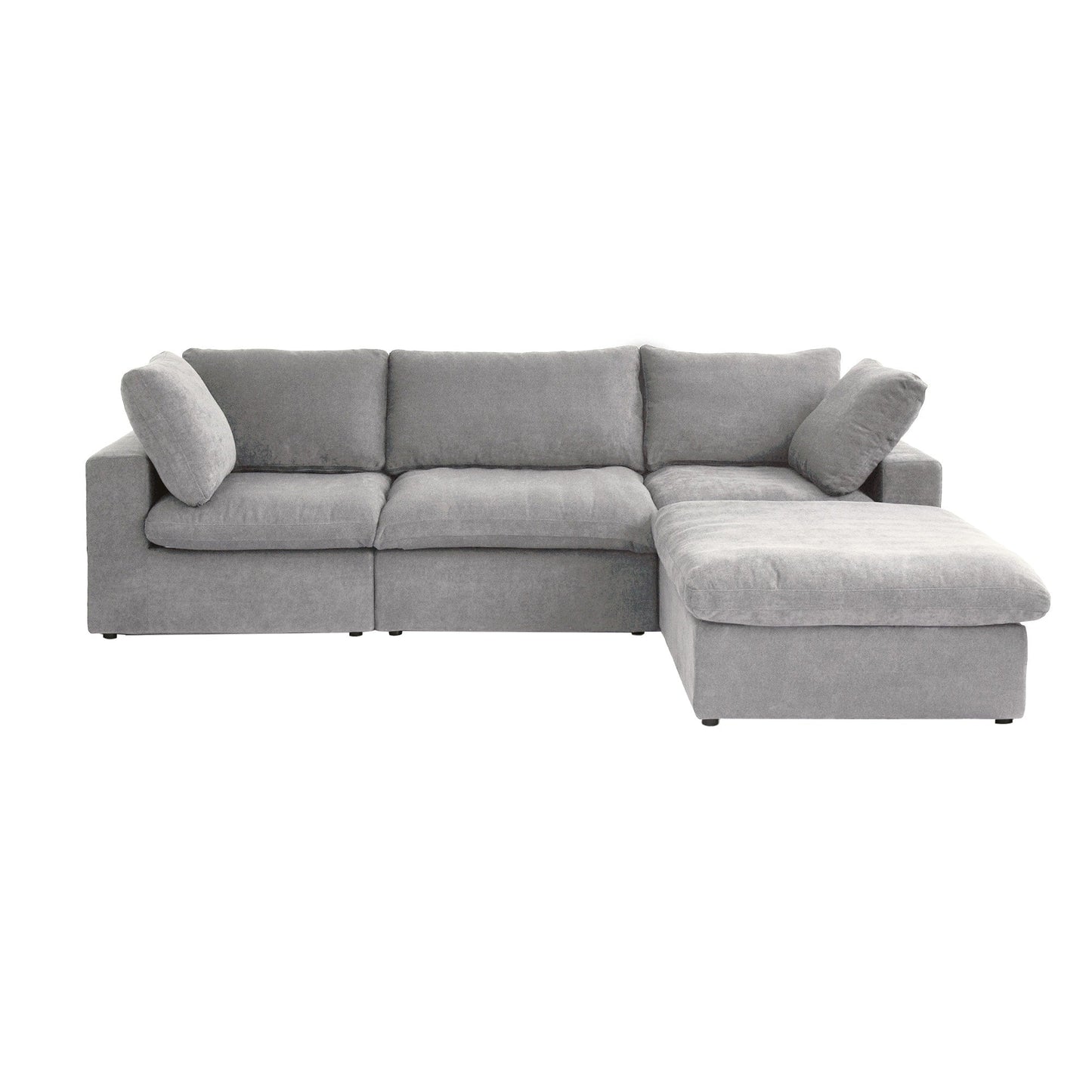 Divano componibile moderno a forma di L da 120 cm, divano modulare in lino con pouf contenitore