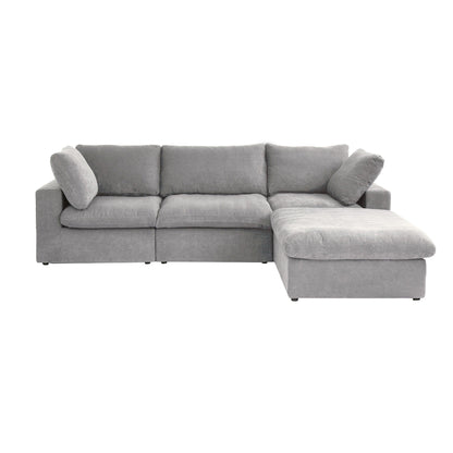 Divano componibile moderno a forma di L da 120 cm, divano modulare in lino con pouf contenitore