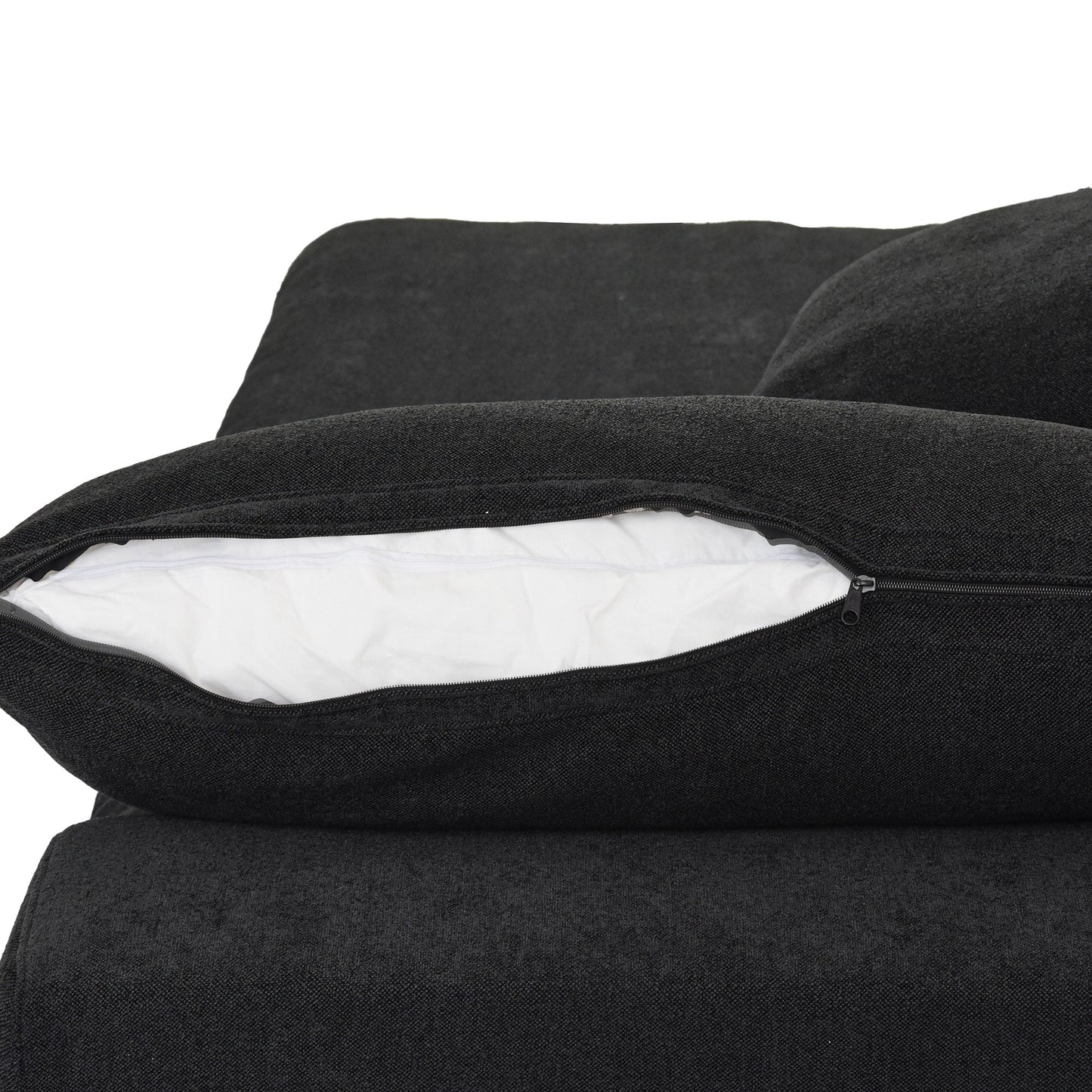 Divano componibile moderno a forma di L da 120 cm, divano modulare in lino con pouf contenitore