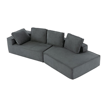 125 Elegante divano letto moderno per interni con chaise longue, dalle linee pulite, per soggiorno, beige