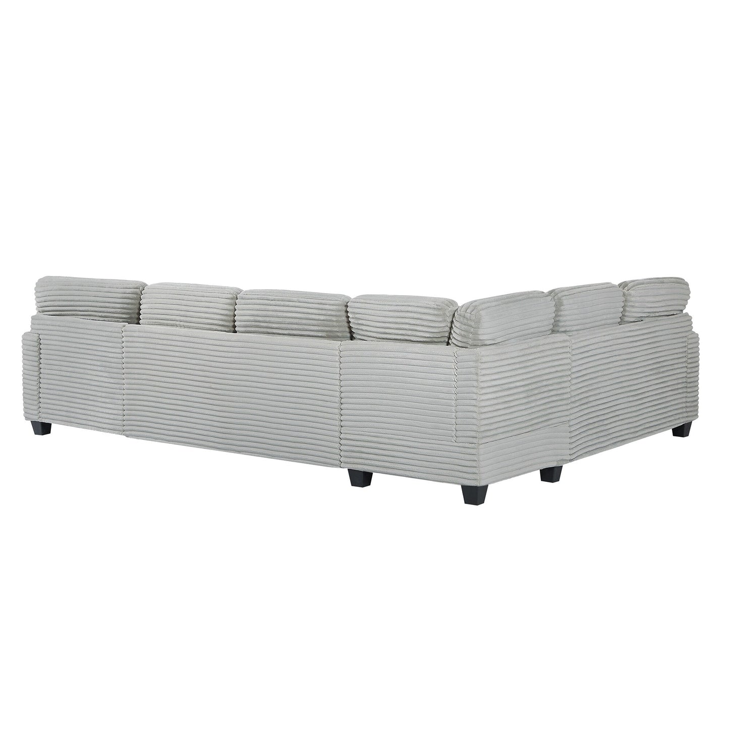 Divano componibile a U in velluto a coste da 125'' con pouf mobile