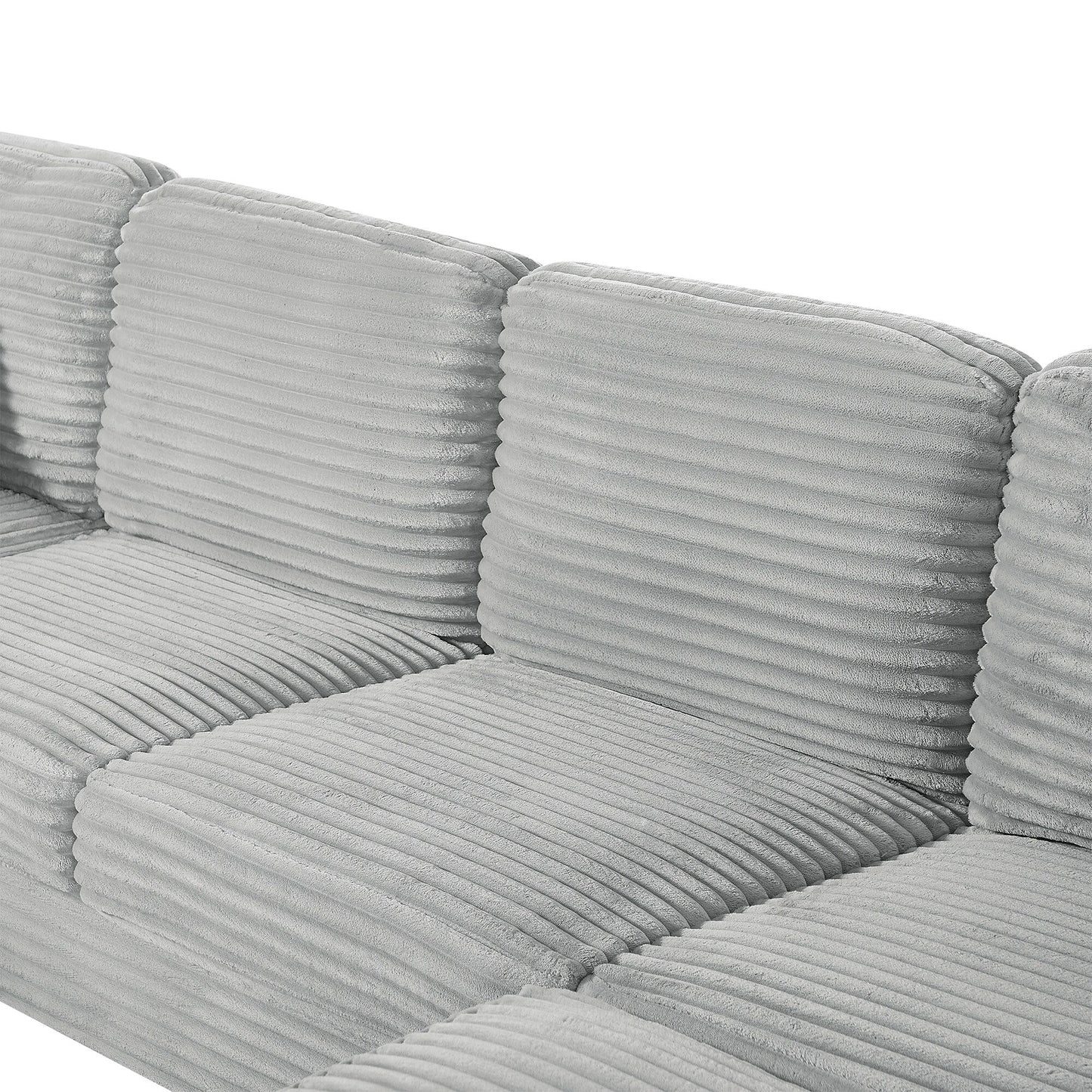 Divano componibile a U in velluto a coste da 125'' con pouf mobile