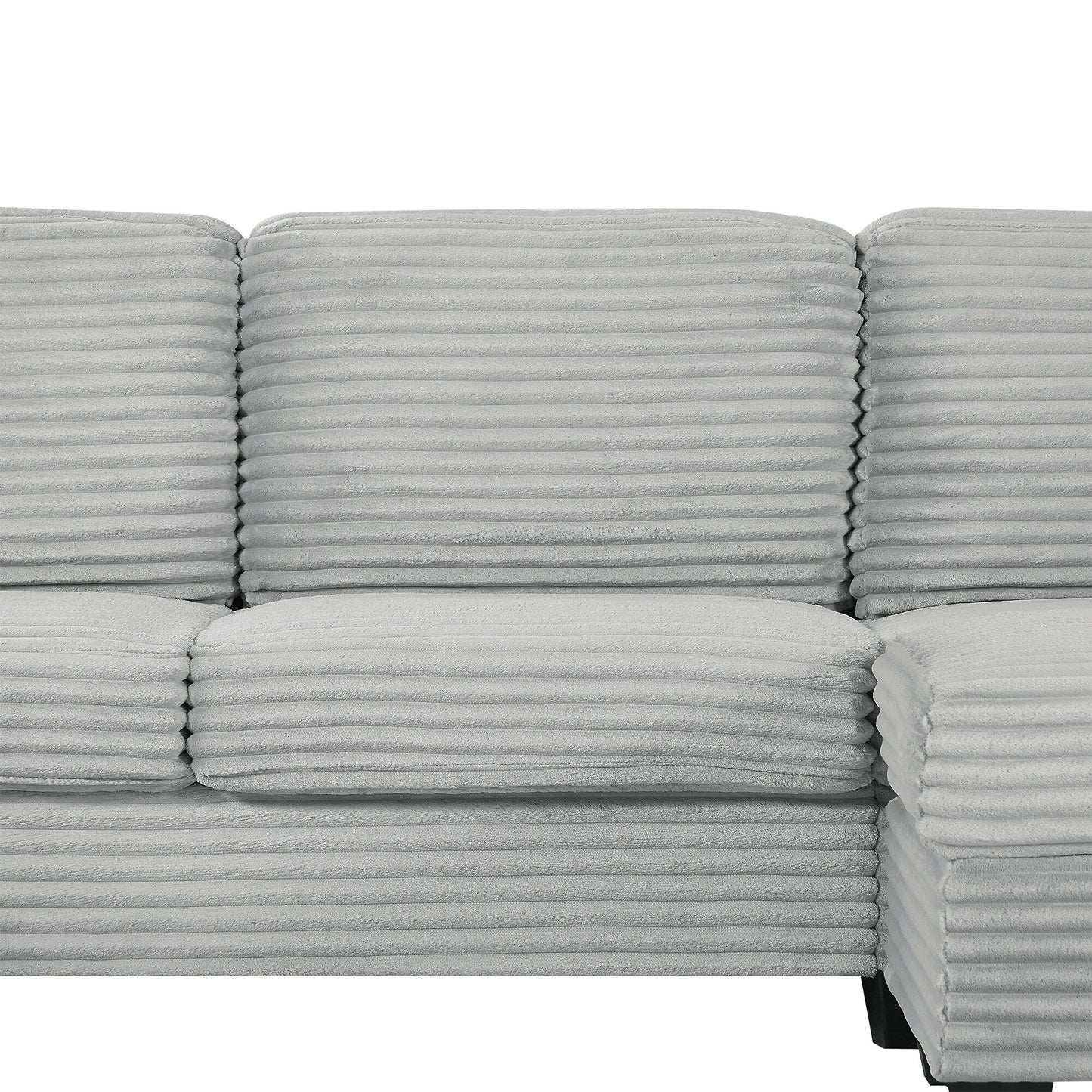 Divano componibile a U in velluto a coste da 125'' con pouf mobile