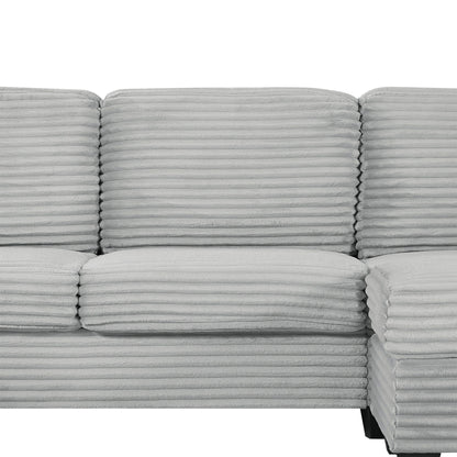 Divano componibile a U in velluto a coste da 125'' con pouf mobile