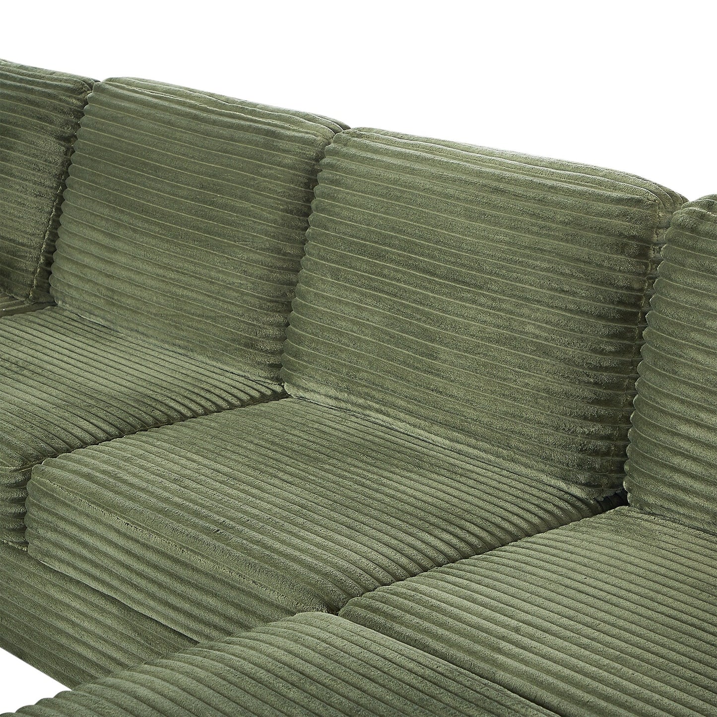Divano componibile a U in velluto a coste da 125'' con pouf mobile