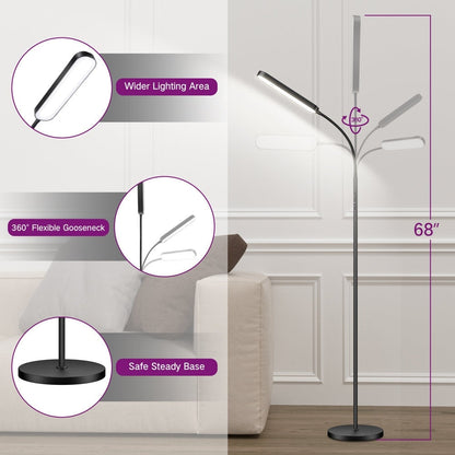 Lampada da terra a LED dimmerabile da 12 W per lettura/lavoro con telecomando e controllo touch - N/D