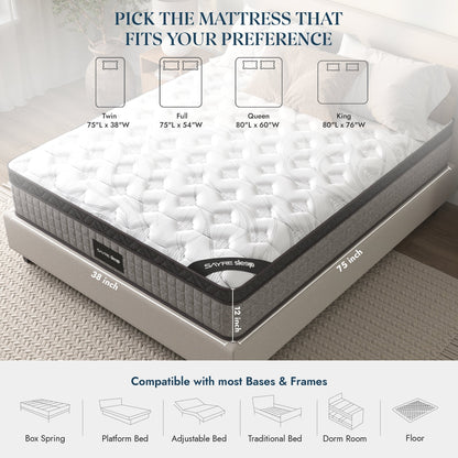 Assemblato negli Stati Uniti - Materasso ibrido Diamond 12 con molle insacchettate e memory foam Cool Gel
