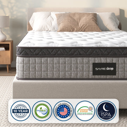 Assemblato negli Stati Uniti - Materasso ibrido Diamond 12 con molle insacchettate e memory foam Cool Gel