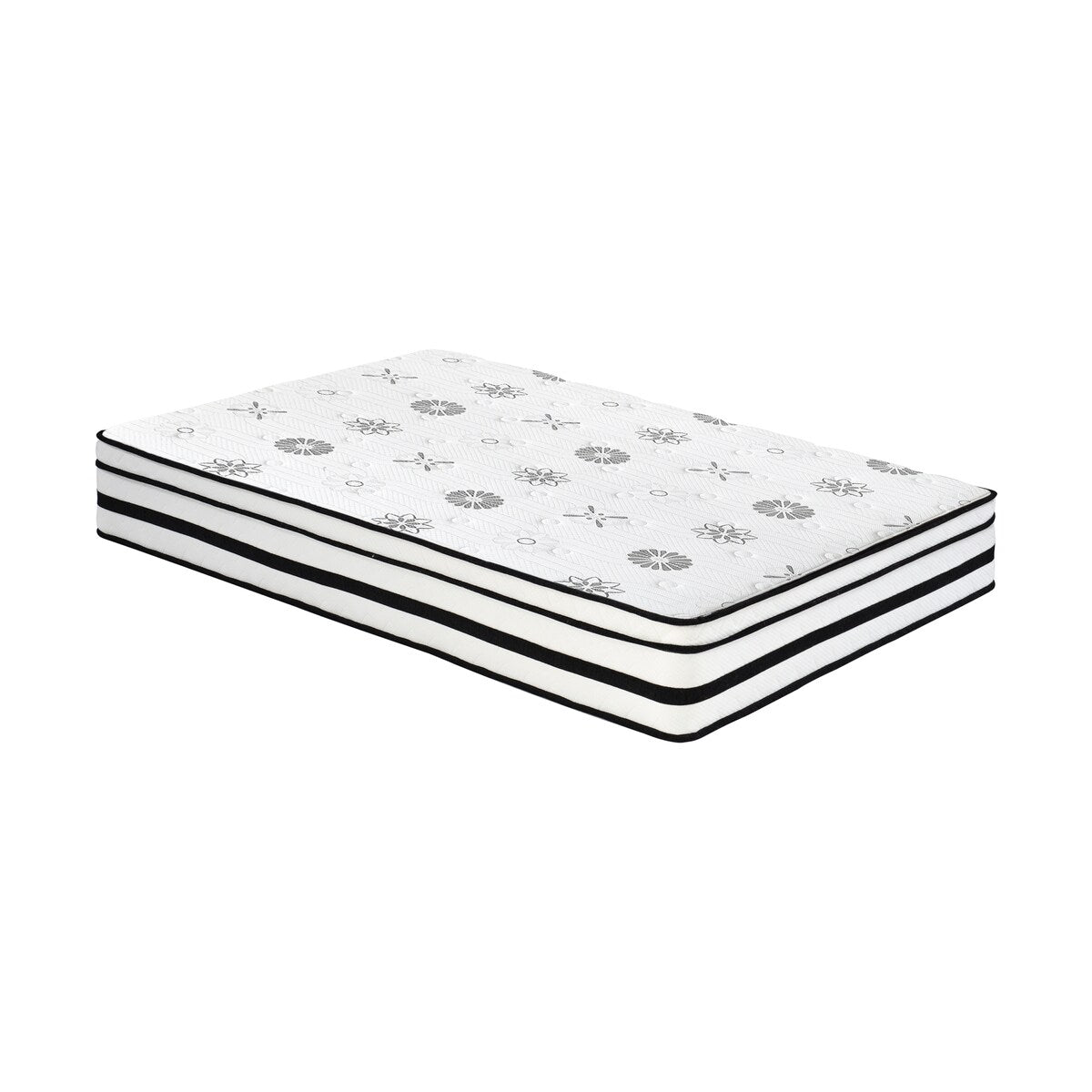 Materasso matrimoniale 12, materasso ibrido con fodera trapuntata altamente traspirante, bianco, materasso in morbida schiuma in una scatola, materasso di lusso e comfort