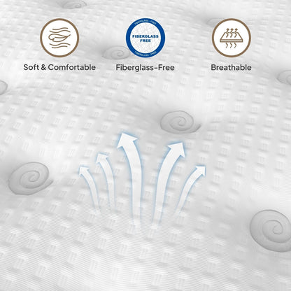 Materasso ibrido a molle insacchettate con memory foam in gel, senza fibra di vetro, di media morbidezza, certificato CertiPUR-US