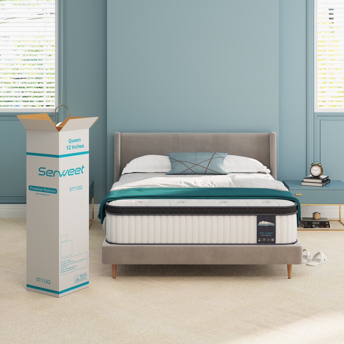 12 Materassi ibridi in memory foam e molle insacchettate, Materasso in una scatola