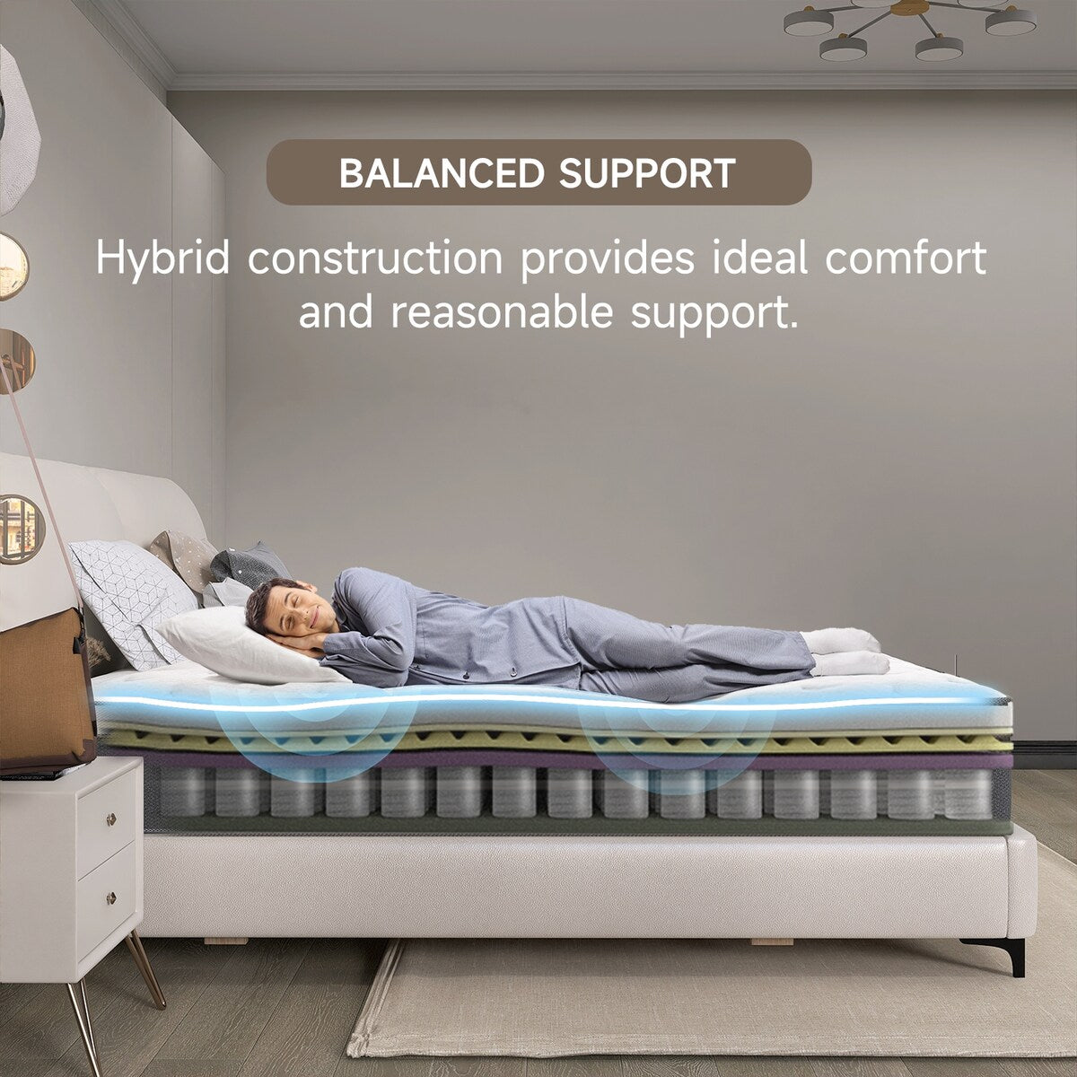 12 Materassi ibridi in memory foam con infusione di gel rinfrescante e molle