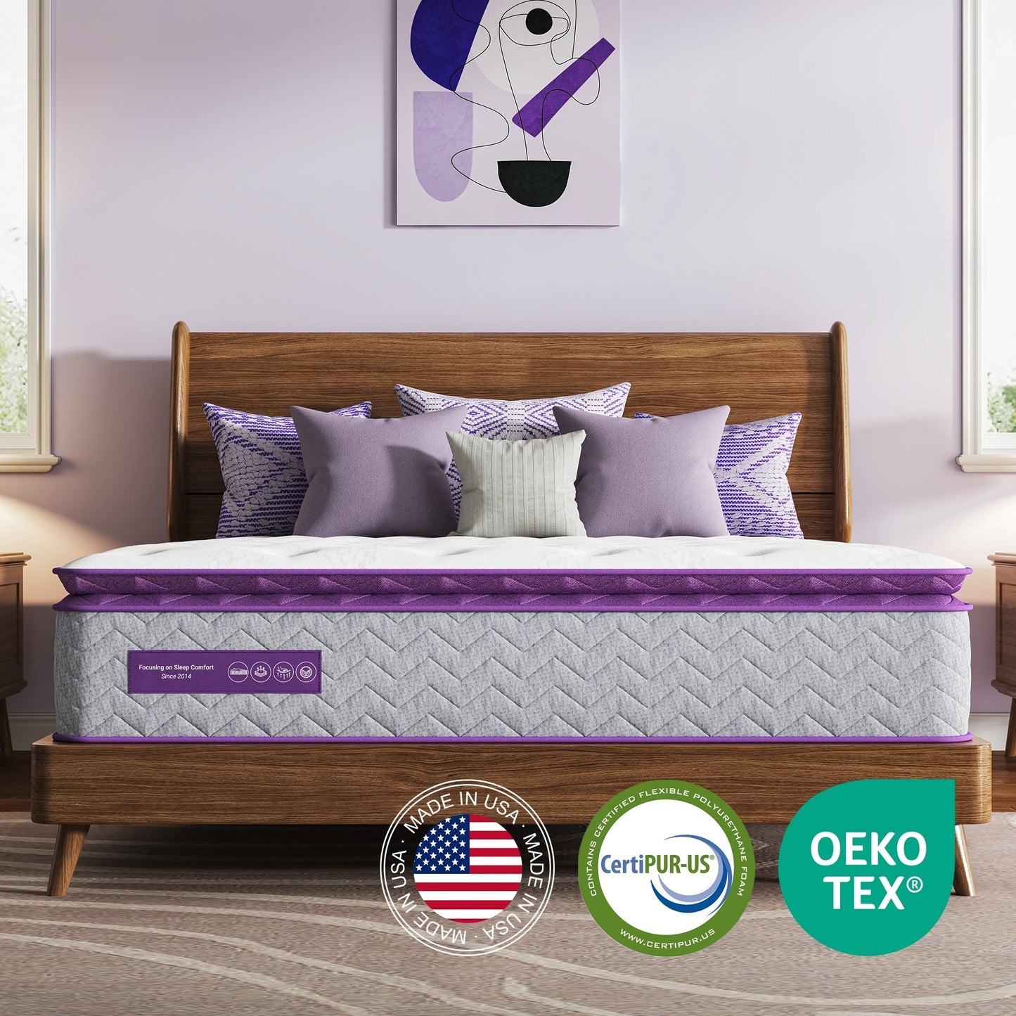Materasso Pillow Top 12 Medium Firm - Schiuma di carbone di bambù, supporto a 5 zone, certificato CertiPUR-US?