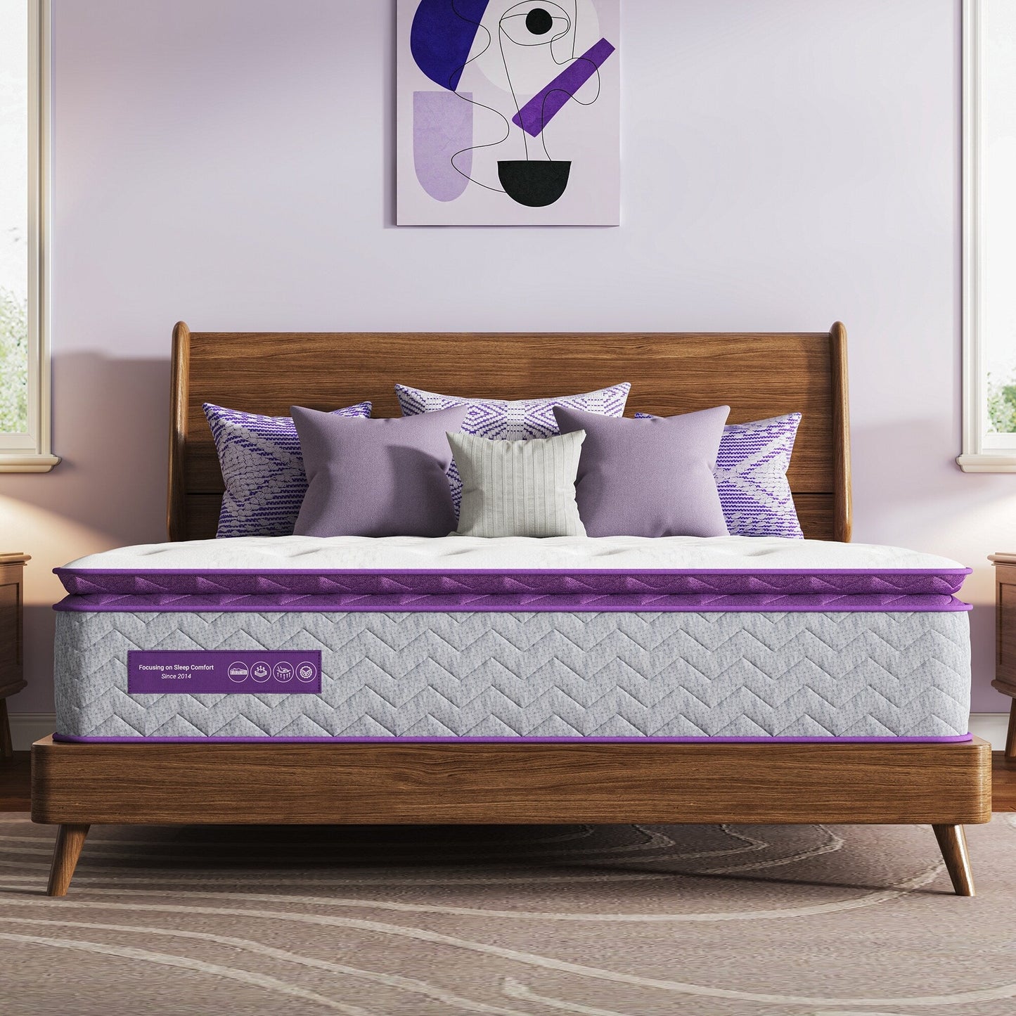 Materasso Pillow Top 12 Medium Firm - Schiuma di carbone di bambù, supporto a 5 zone, certificato CertiPUR-US?