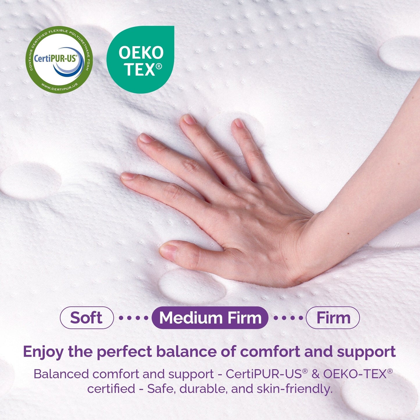 Materasso Pillow Top 12 Medium Firm - Schiuma di carbone di bambù, supporto a 5 zone, certificato CertiPUR-US?