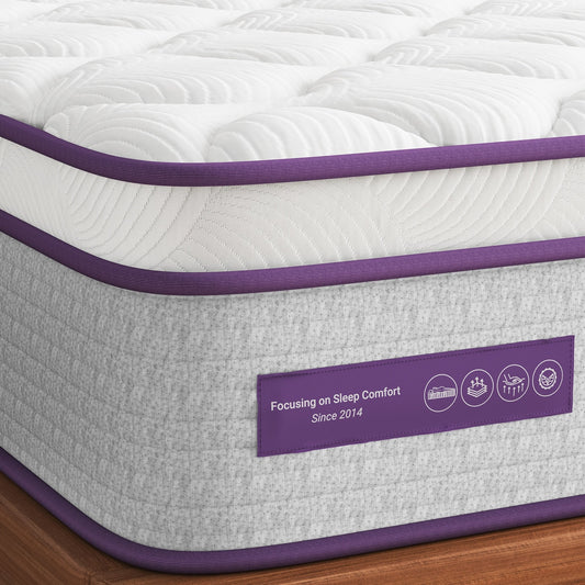 Materasso ibrido medio 12 - Schiuma di carbone di bambù, supporto a 5 zone, certificato CertiPUR-US - Bianco