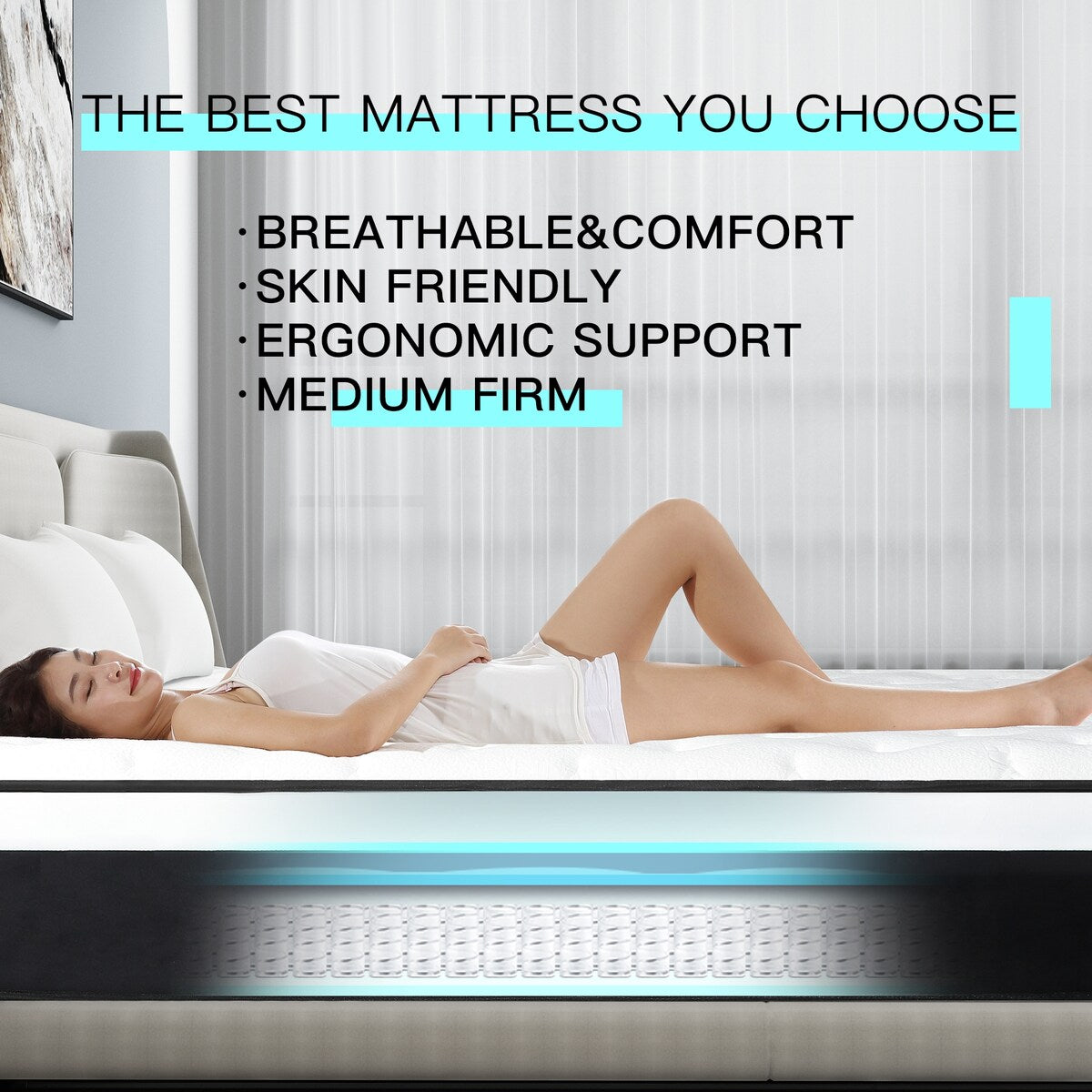 12 materassi ibridi in memory foam di medie dimensioni in una scatola