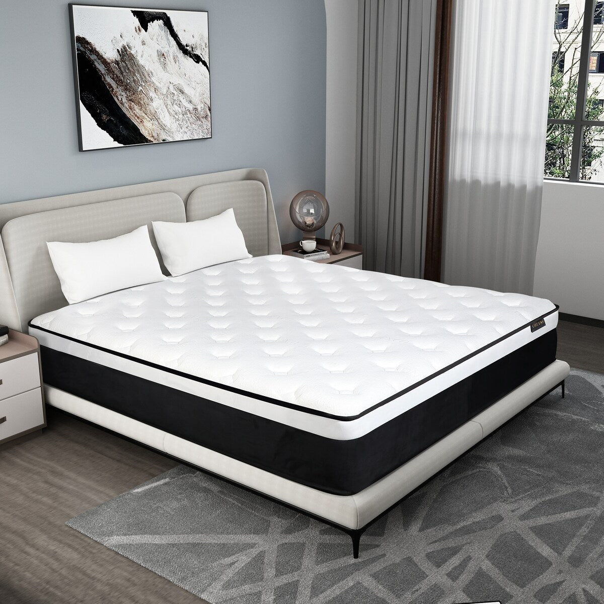 12 materassi ibridi in memory foam di medie dimensioni in una scatola
