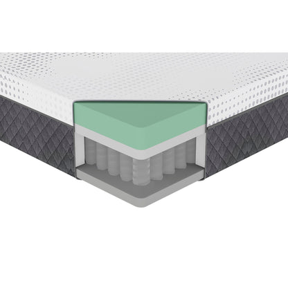 Materasso ibrido in memory foam con 12 molle insacchettate in morbida schiuma, materasso in memory foam con infusione di gel al tè verde in una scatola