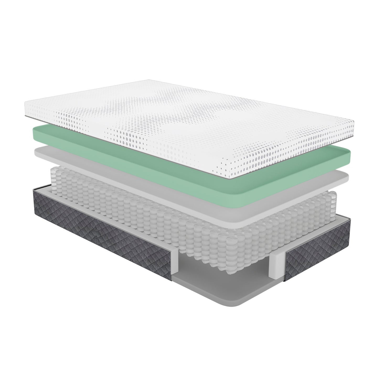 Materasso ibrido in memory foam con 12 molle insacchettate in morbida schiuma, materasso in memory foam con infusione di gel al tè verde in una scatola