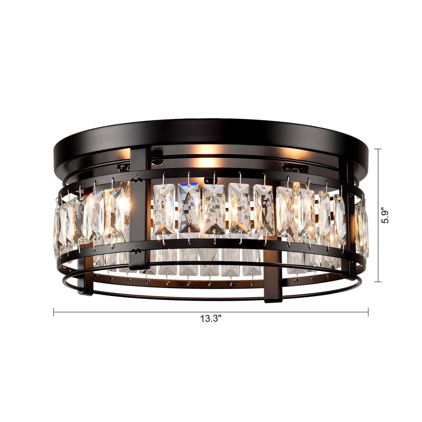 13.3 Lampadario moderno a 3 luci in cristallo nero da incasso per corridoio