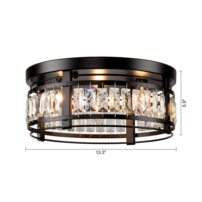 13.3 Lampadario moderno a 3 luci in cristallo nero da incasso per corridoio