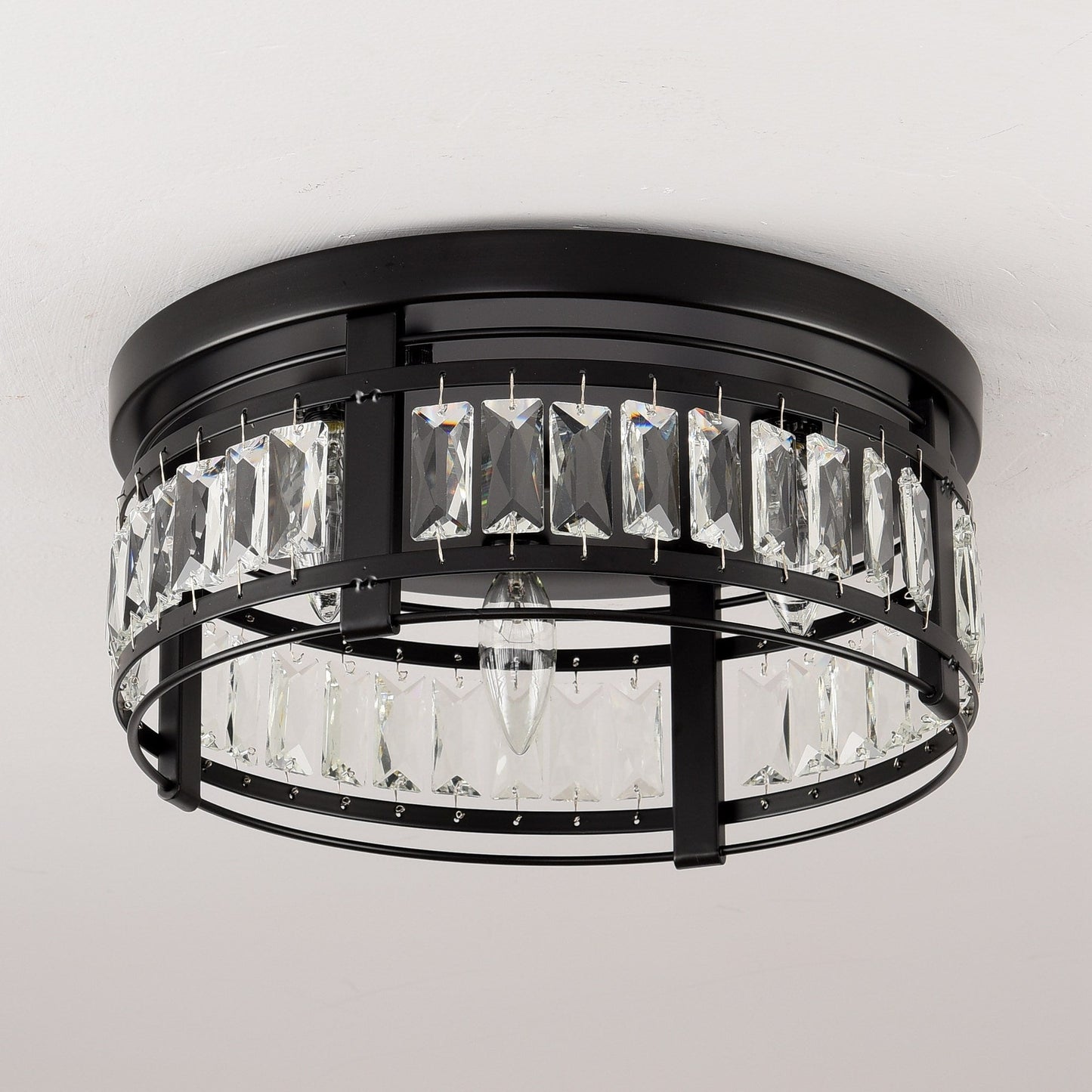 13.3 Lampadario moderno a 3 luci in cristallo nero da incasso per corridoio