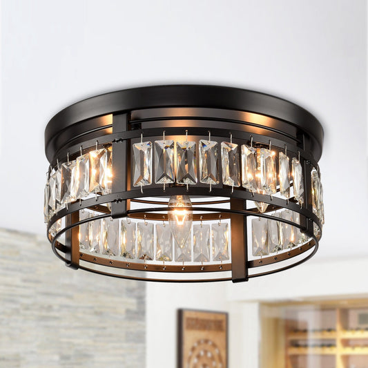 13.3 Lampadario moderno a 3 luci in cristallo nero da incasso per corridoio
