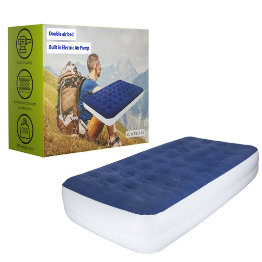 Materasso ad aria resistente da 14 pollici con tecnologia Comfort Coil e pompa ad alta capacità, ideale per campeggio, casa e viaggi portatili.