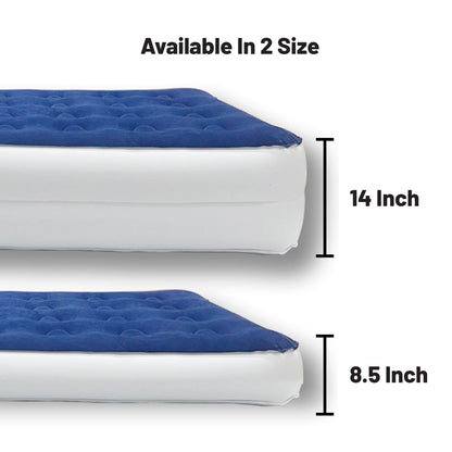 Materasso ad aria resistente da 14 pollici con tecnologia Comfort Coil e pompa ad alta capacità, ideale per campeggio, casa e viaggi portatili.