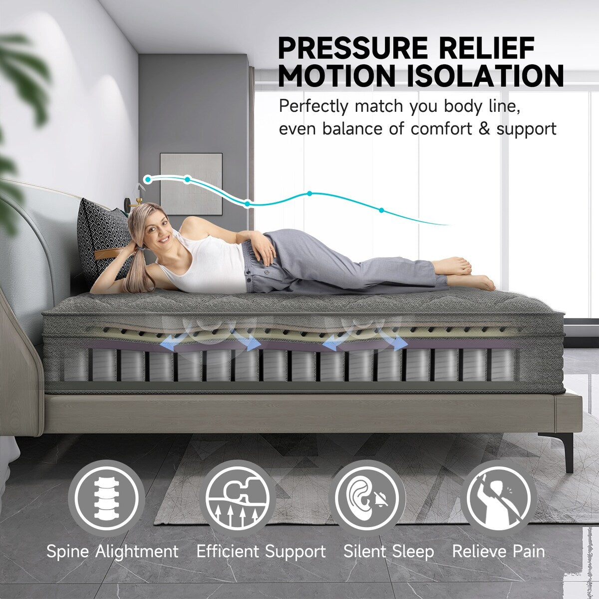 Materasso ibrido da 14 pollici in una scatola con memory foam in gel