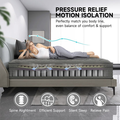 Materasso ibrido da 14 pollici in una scatola con memory foam in gel