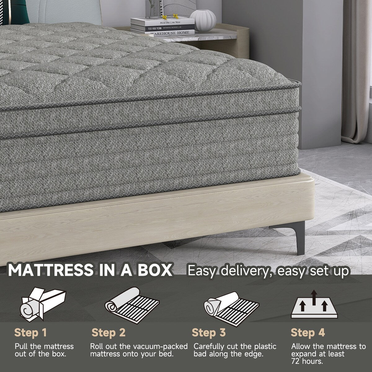 Materasso ibrido da 14 pollici in una scatola con memory foam in gel