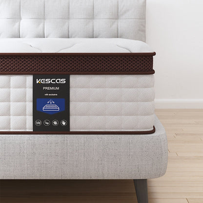 Materasso da 14 pollici, materasso ibrido in memory foam e molle insacchettate, materasso di media fermezza, dimensioni Queen e King opzionali