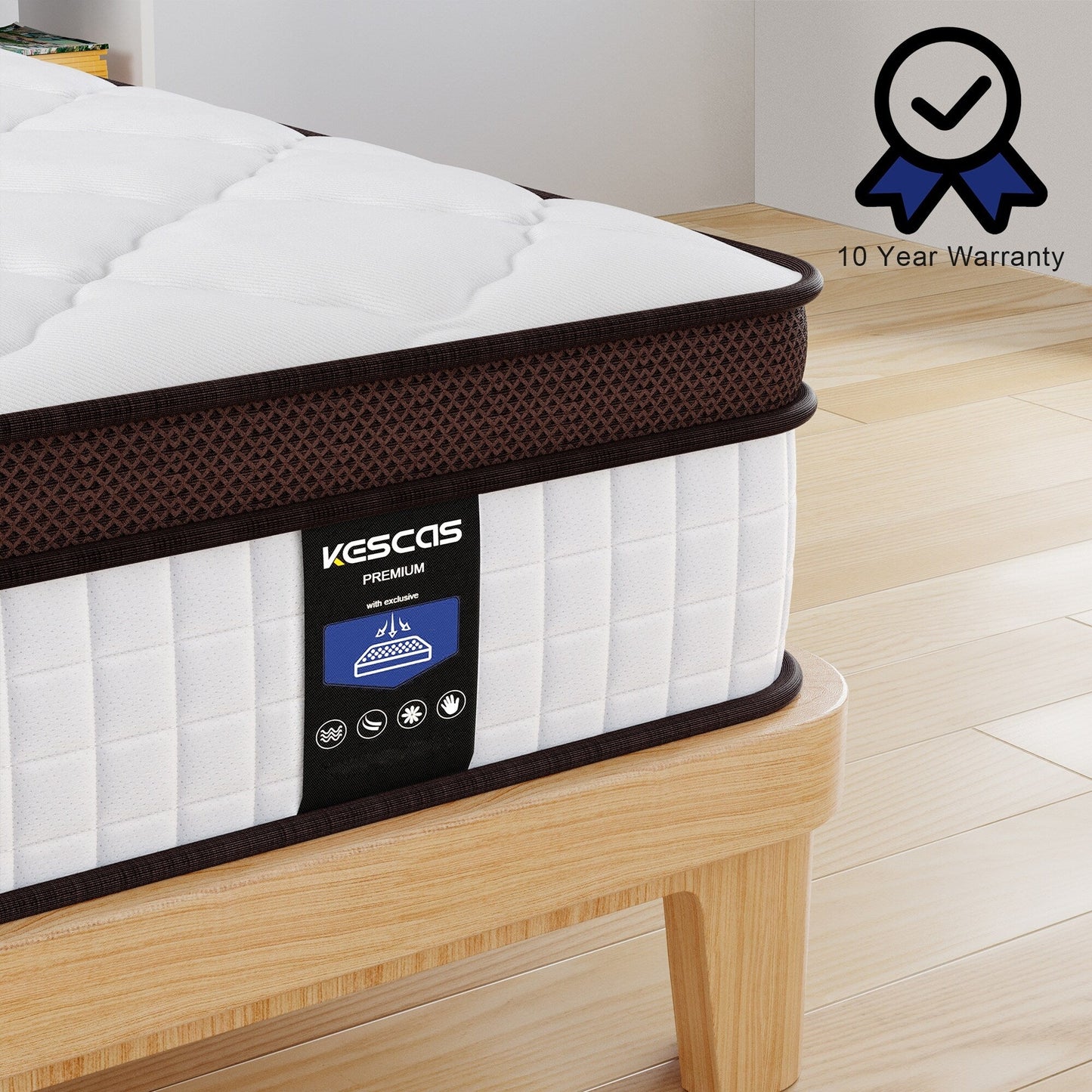 Materasso da 14 pollici, materasso ibrido in memory foam e molle insacchettate, materasso di media fermezza, dimensioni Queen e King opzionali
