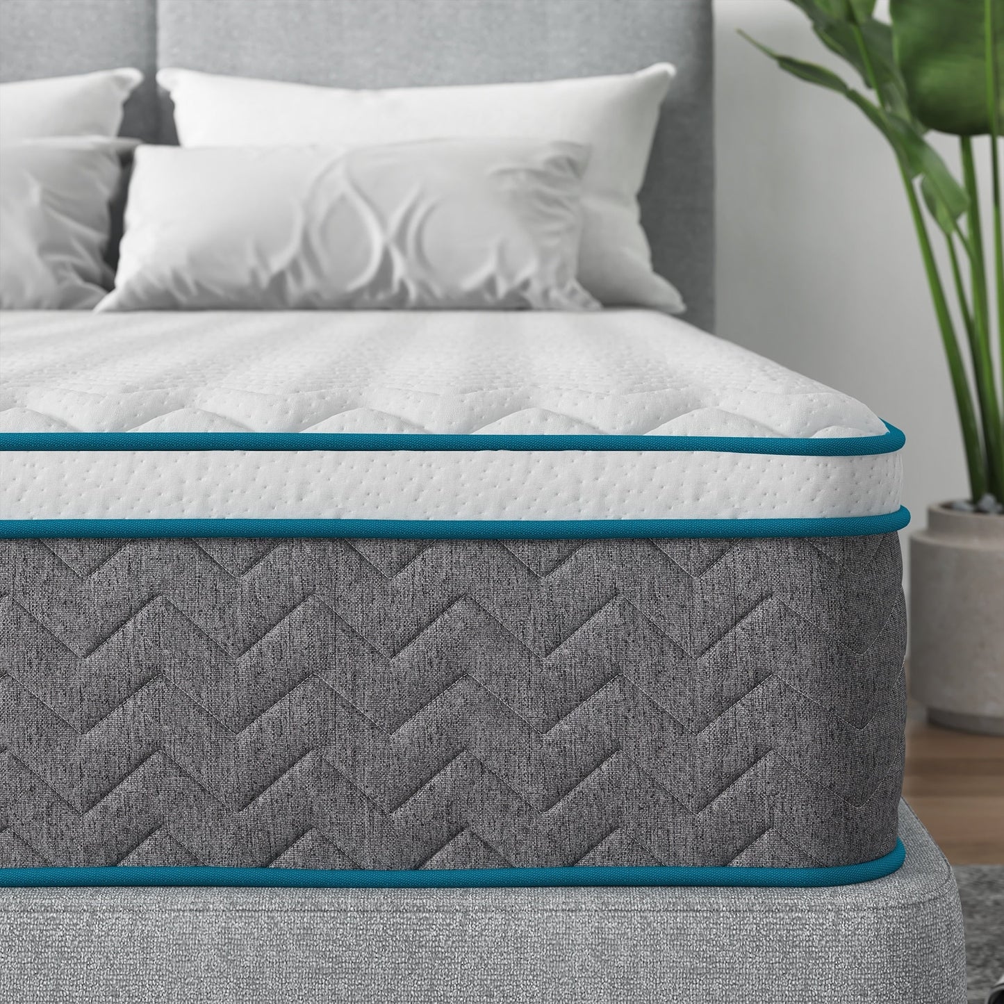 Materasso da 14 pollici, materasso ibrido in memory foam e molle insacchettate, materasso di media fermezza, dimensioni Queen e King opzionali
